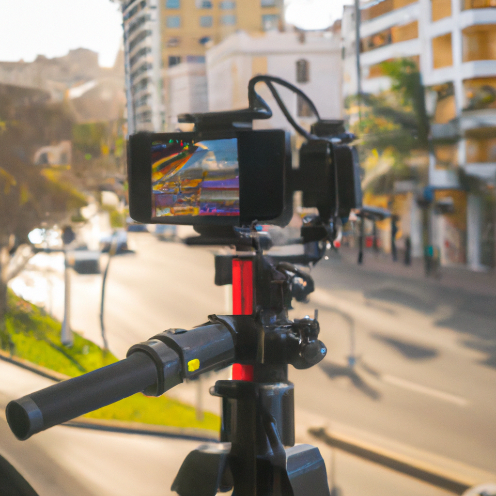 Reportero móvil con gimbal y micrófono